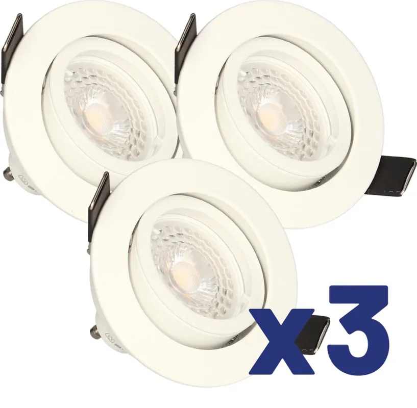 Spots LED encastrables GU10 orientables lumière blanc chaud Blanc par 3 - Saphyr ARLUX Haute Qualité