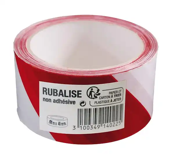 Rubalise de signalisation - 100 m x 48 mm - Blanc et Rouge Remise