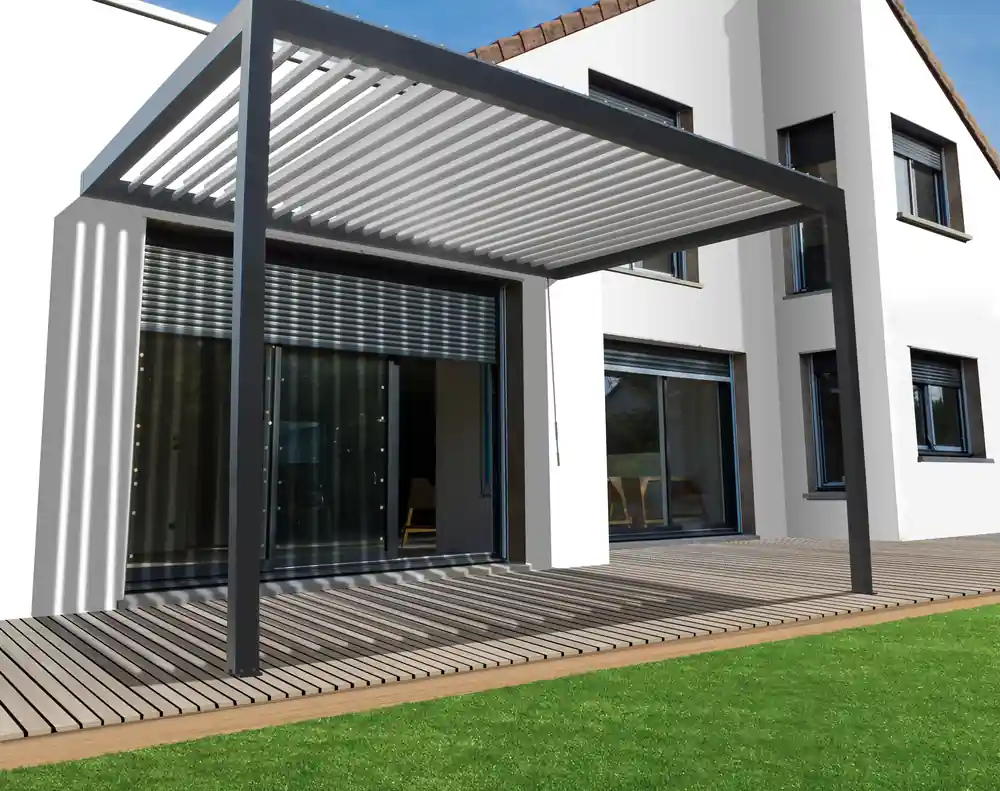 Pergola bioclimatique murale Sofia 4 x 3 m HOMALU Paiement Sécurisé