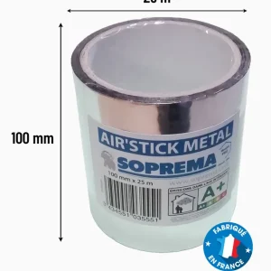 Ruban adhésif pour isolant mince métalisé Air‘Stick Métal 25 m x 100 mm SOPREMA® Dernière Chance