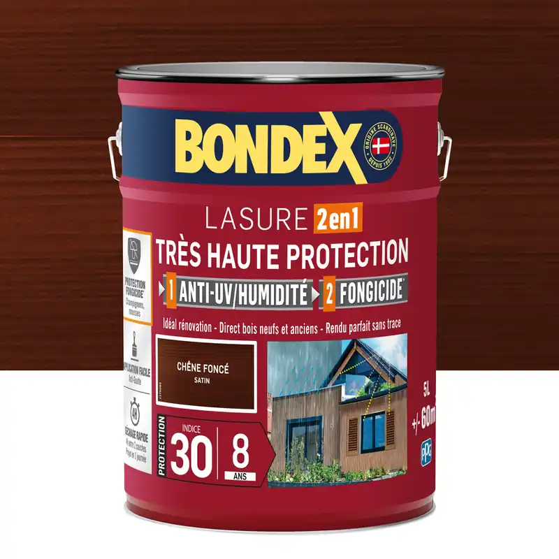 Lasure très haute protection 8 ans chêne foncé 5 l BONDEX Offre Limitée