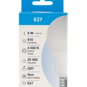 Achetez Aujourd'hui Ampoule LED standard E27 9W=810 lumens blanc neutre FOX LIGHT