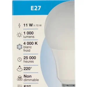 Ampoule LED standard E27 11W=1000 lumens blanc neutre FOX LIGHT Jusqu'à Épuisement Des Stocks