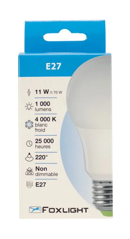 Ampoule LED standard E27 11W=1000 lumens blanc neutre FOX LIGHT Jusqu'à Épuisement Des Stocks