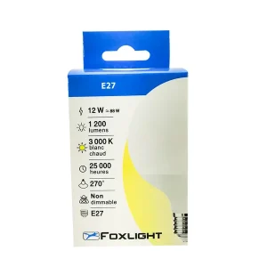 Ampoule LED globe E27 12 W = 1200 lumens blanc chaud FOXLIGHT Nouvel Arrivage