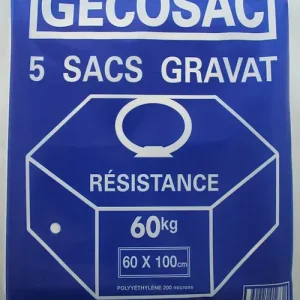 Sacs gravats polyéthylène 60Kg - Noir - Lot de 5 GECOSAC Prix Bas
