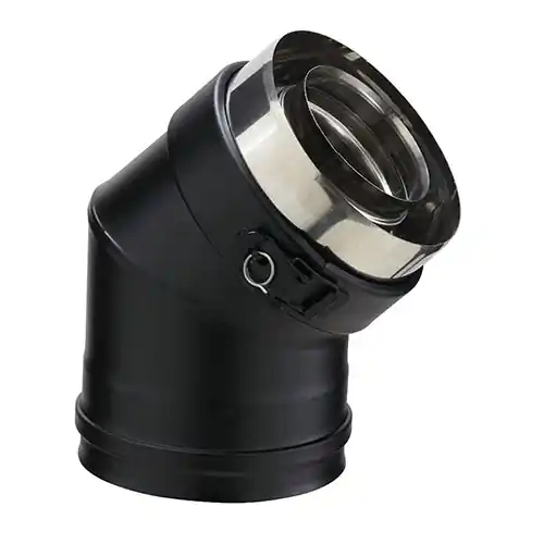 Coude 45 degrés diamètre 80/130 mm avec collier de jonction noir PGI POUJOULAT Certifié