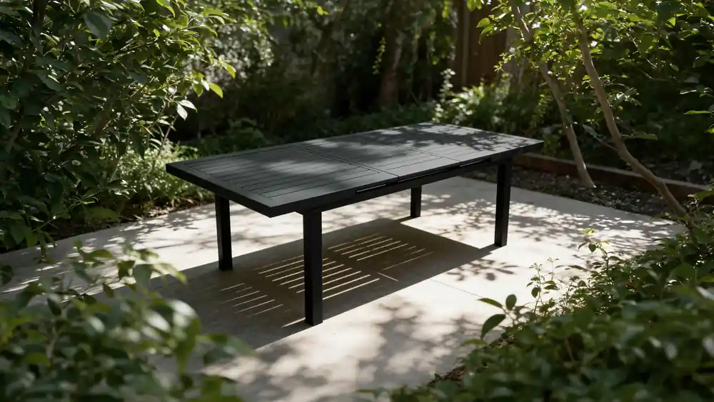 Offre Spéciale Table de jardin à rallonge ouverture automatique KYOTO aluminium gris 180/240/100x76 cm