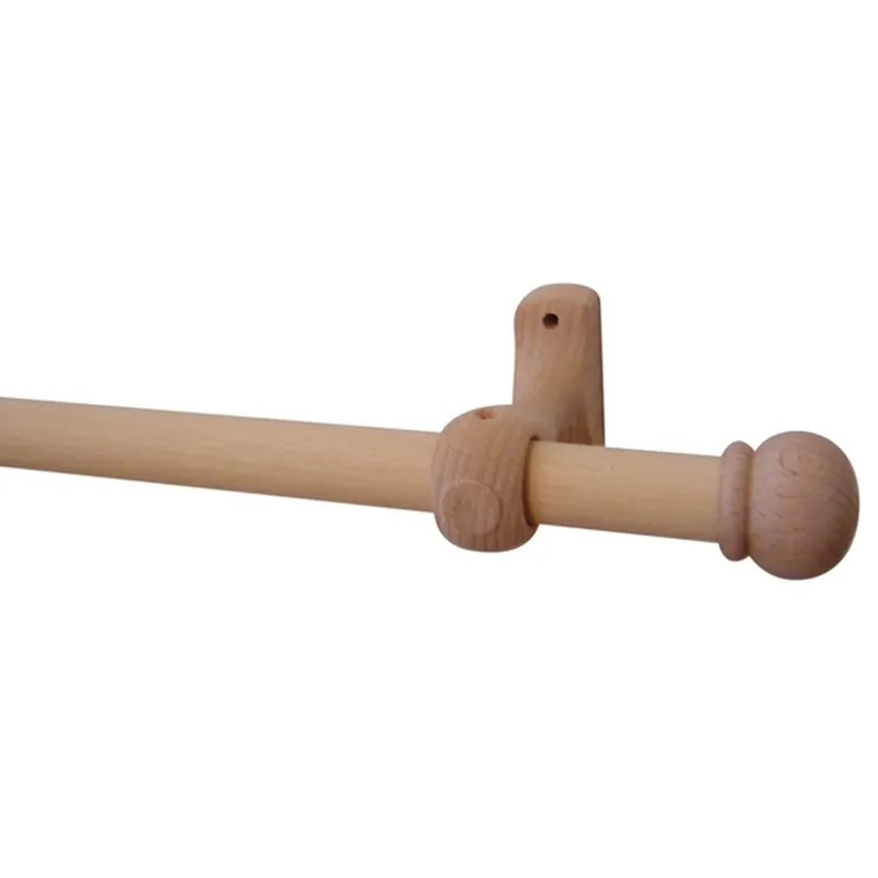 Kit tringle à rideaux en bois 1.80 m diam 20 mm Finition Bois brut - MOBOIS Nouveauté