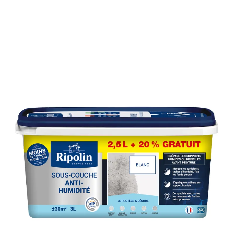 Sous couche anti-humidité blanc mat 2,5 l (+20%) by DIP ETANCH - RIPOLIN Offre Exclusive
