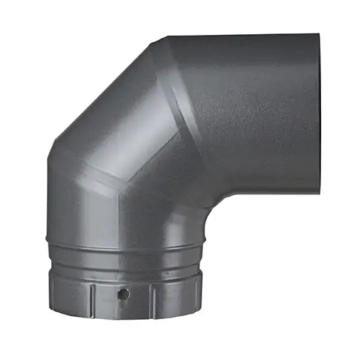 Remise Coude émaillé segment noir mât 90 degrés diamètre 150 mm POUJOULAT