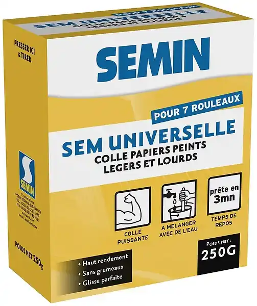 Colle papier peint en poudre - 250g - Légers et lourds SEMIN Offre Spéciale