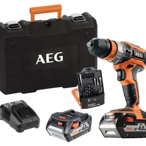 Perceuse visseuse à percussion sans fil 18 V avec 2 batteries + 30 accessoires BSB 18C2XLI-402CA AEG Prix Choc