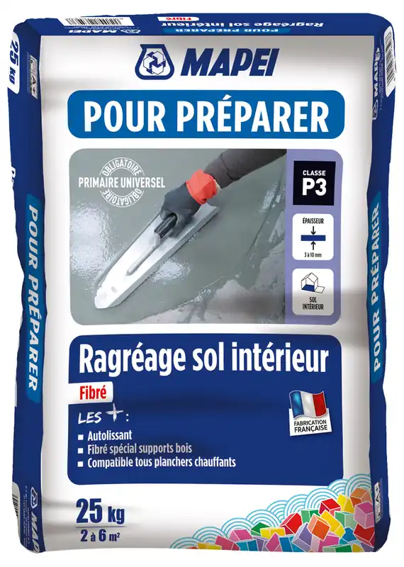 Ragréage sol intérieur fibré P3 25 kg MAPEI Commander Vite