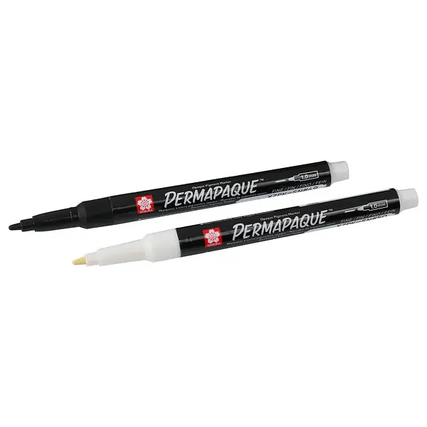 Dernier Modèle Lot de marqueurs permanents - Pointe fine - Noir et Blanc SAKURA