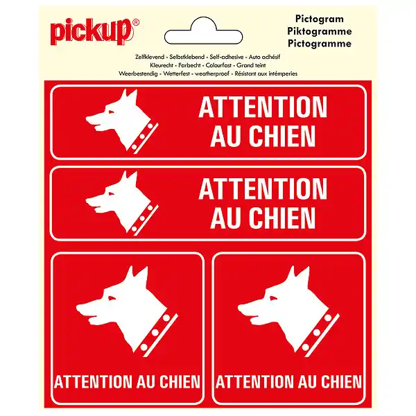Picto vinyle 15x15cm 4x Attention au chien PICKUP Expédié Aujourd'hui