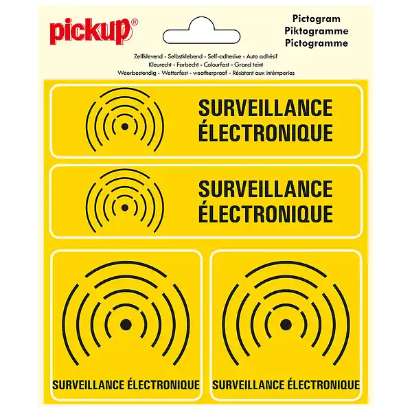 Paiement Sécurisé Picto vinyle 15x15cm 4x Surveillance Electronique PICKUP