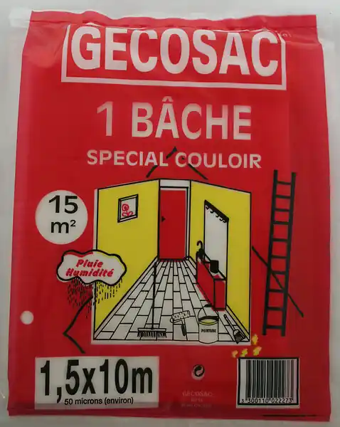 Bâche de protection polyéthylène - Translucide - 1,5 x 10 m GECOSAC Offre Limitée