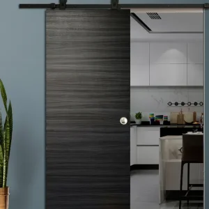Nouvelle Collection Porte coulissante postformée décor mélaminé EBENE H.204 x l.73 cm SMIS