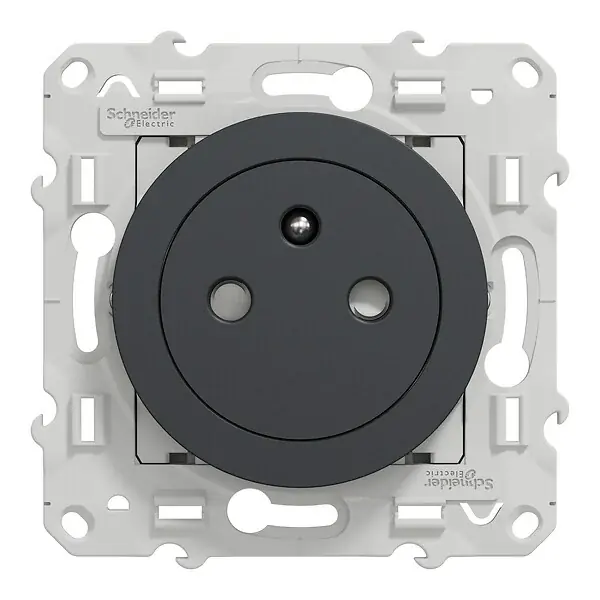 Prise de courant 2P+T affleurante Odace - Anthracite - 16A SCHNEIDER ELECTRIC Vente Directe