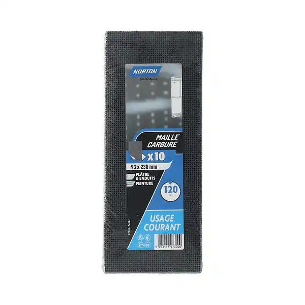 10 grilles carbure pour cale à poncer 93x230mm grain 120 NORTON Satisfait Ou Remboursé