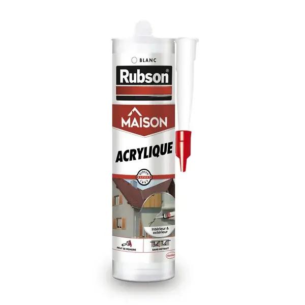 Mastic acrylique murs et fenêtres - Blanc - 280ml RUBSON Réduction