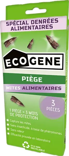 Pièges à phéromones anti-mites alimentaires - Lot de 3 ECOGENE Meilleur Prix