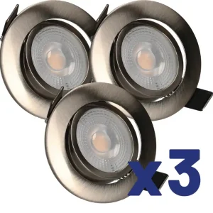 Spots LED encastrables orientables module remplaçable lumière blanc chaud Acier par 3 - Ruby ARLUX Livraison Express
