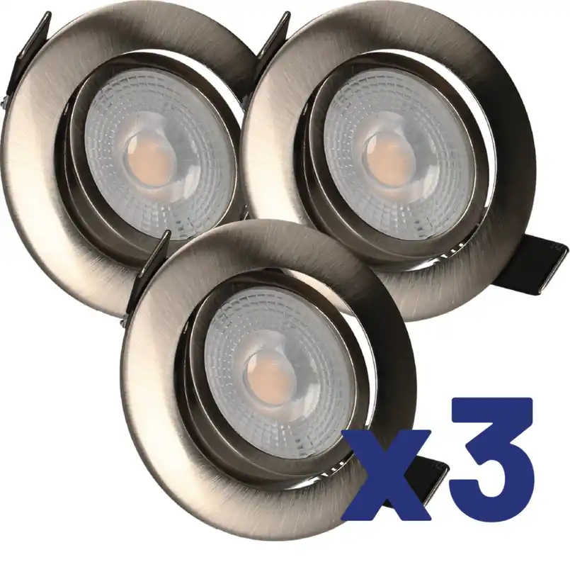 Spots LED encastrables orientables module remplaçable lumière blanc chaud Acier par 3 - Ruby ARLUX Livraison Express