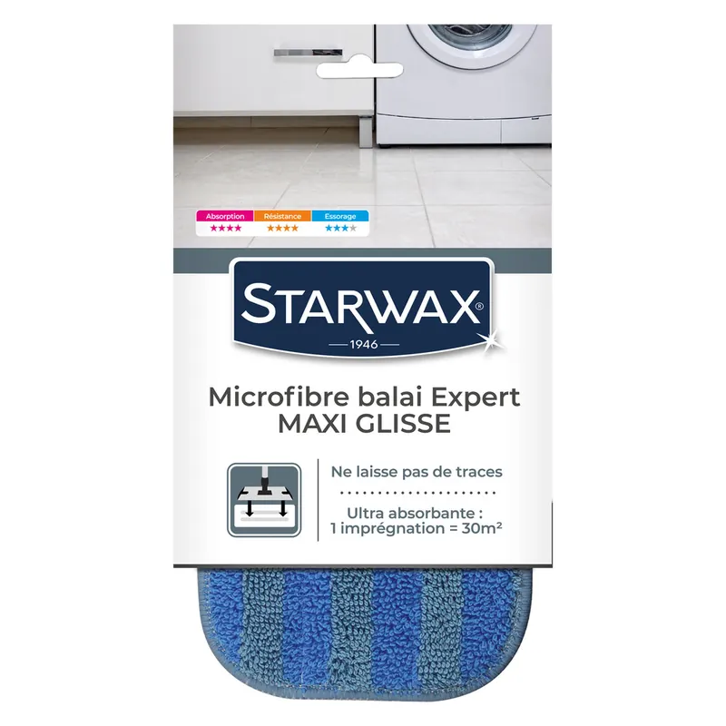Expédié Aujourd'hui Microfibre maxi-glisse pour balai expert STARWAX