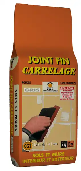 Populaire Joint fin carrelage hydrofuge - Gris - 5kg PRB
