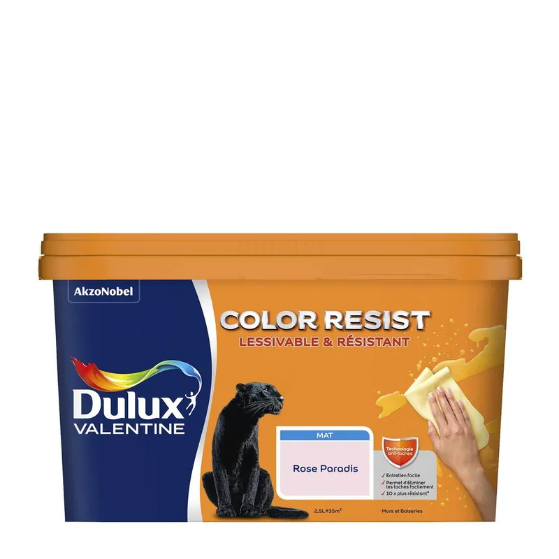 Marque Peinture Color Resist murs et boiseries Rose Paradis mat 2,5 l - DULUX