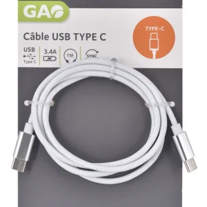 Câble chargeur USB type C vers type C 1 m GAO Commander Vite