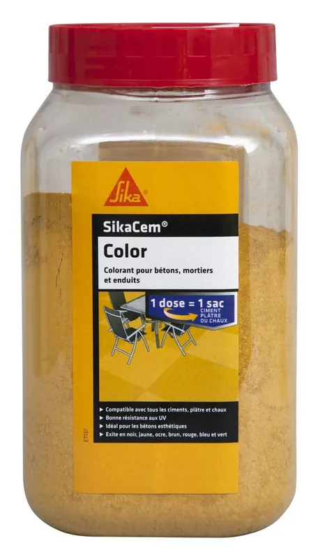 Nouveauté Colorant en poudre SikaCem jaune pour béton mortier chaux 400 gr - SIKA