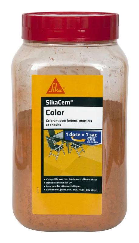 Colorant en poudre SikaCem ocre pour béton-mortier-chaux 400 gr - SIKA Prix Promo