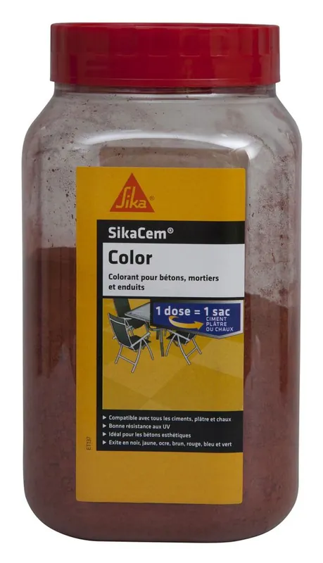 Colorant en poudre SikaCem rouge pour béton-mortier-chaux 800 gr - SIKA Dernier Modèle