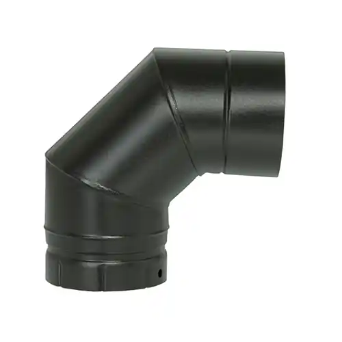 Coude émaillé noir mat segment 90 degrés diamètre 130 mm POUJOULAT Bon Marché