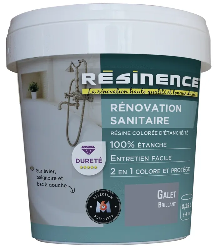 Résine de Rénovation pour sanitaire galet brillant 250 ml RESINENCE Prix Réduit