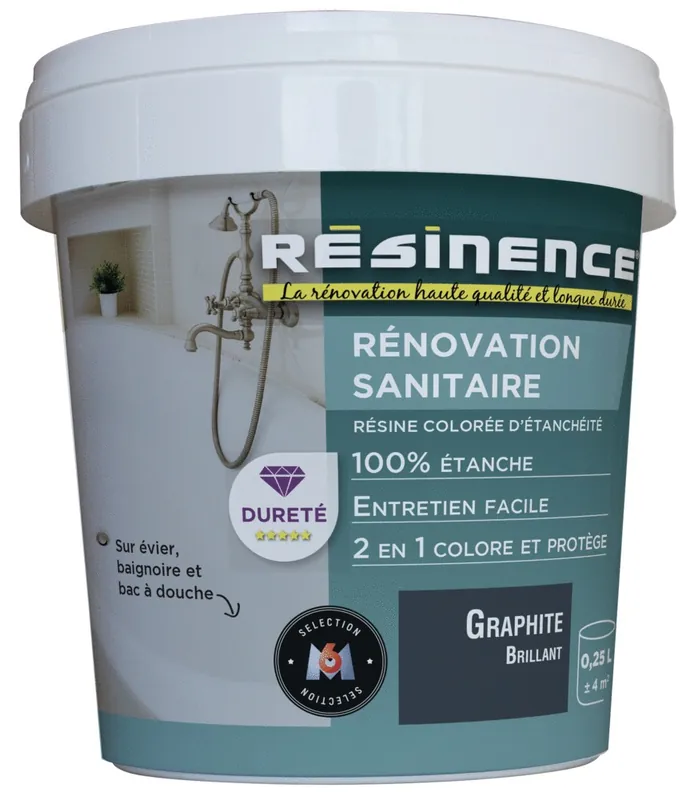 Résine de Rénovation pour sanitaire graphite brillant 250 ml RESINENCE Nouvel Arrivage