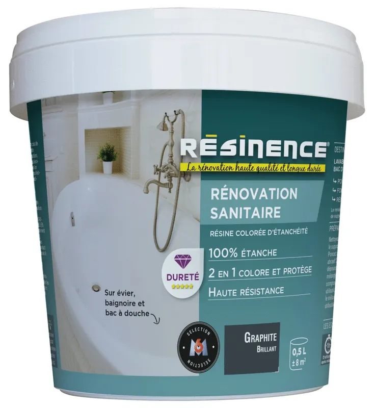 Jusqu'à Épuisement Des Stocks Résine de Rénovation pour sanitaire graphite brillant 500 ml RESINENCE