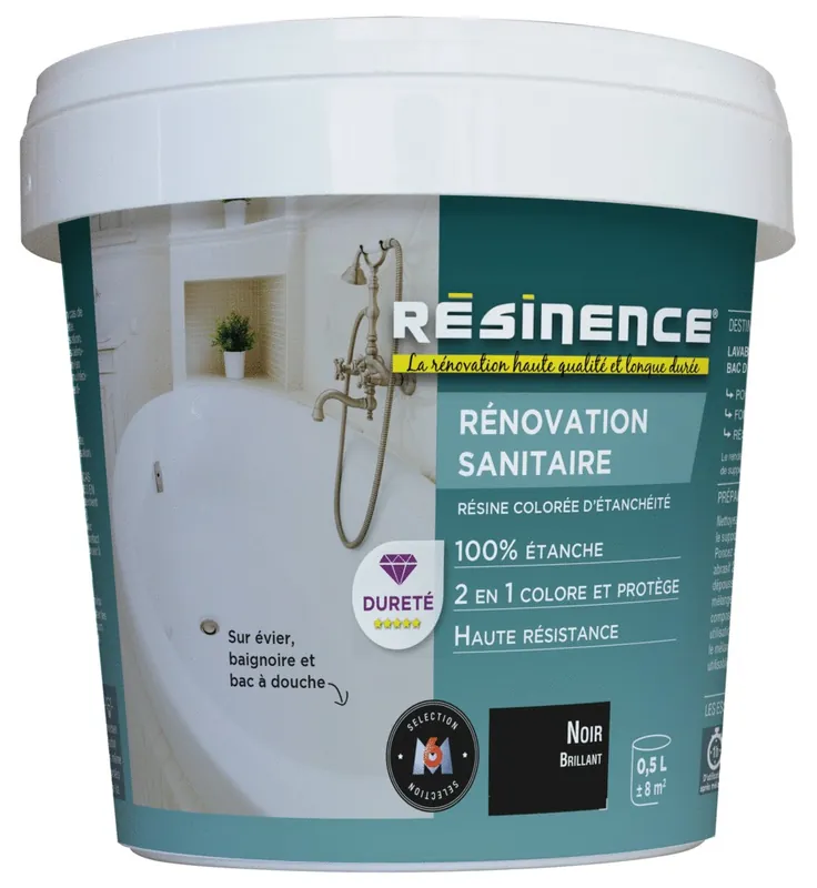 Populaire Résine de Rénovation pour sanitaire noir brillant 500 ml RESINENCE