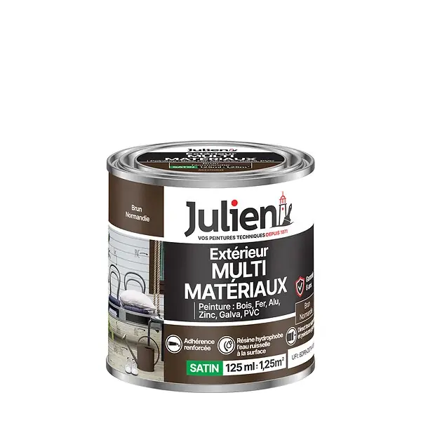 Peinture extérieure Multi-Matériaux - Brun Normandie 0,125L JULIEN Prix Réduit
