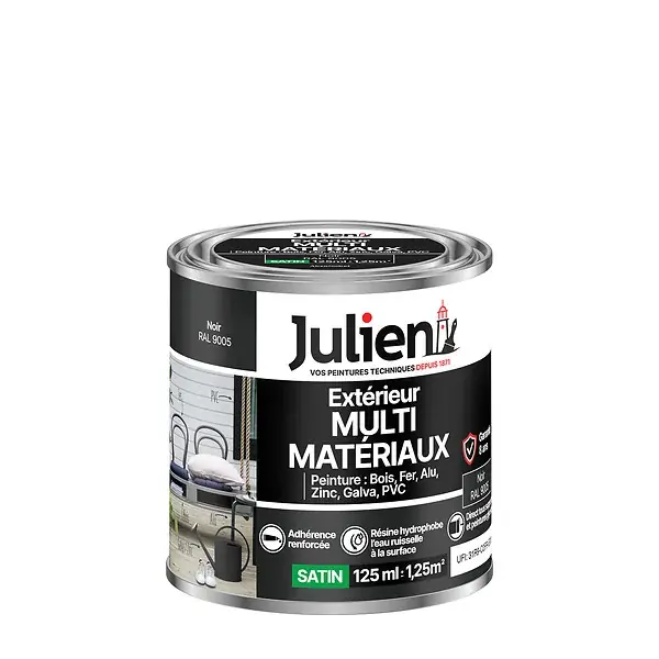 Retour Gratuit Peinture extérieure multi-matériaux - Noir - 125ml JULIEN