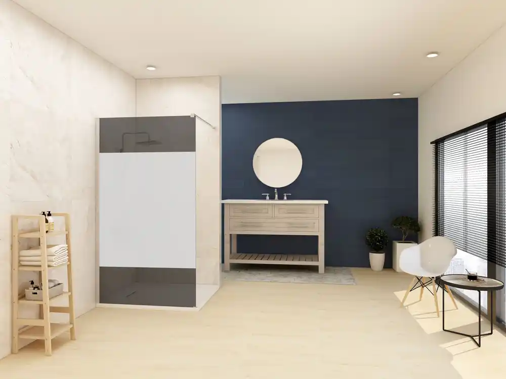 Nouvel Arrivage Paroi fixe pour douche à l‘italienne Hawaï fumé sérigraphié 100 x 205 cm OCEA