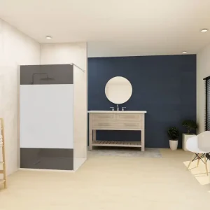 Acheter Direct Paroi fixe pour douche à l‘italienne Hawaï fumé sérigraphié 120 x 205 cm OCEA