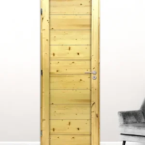 Bloc-porte postformé H.204 x l.83 cm décor plaqué sapin ALPINE poussant droit - SMIS Prix Réduit