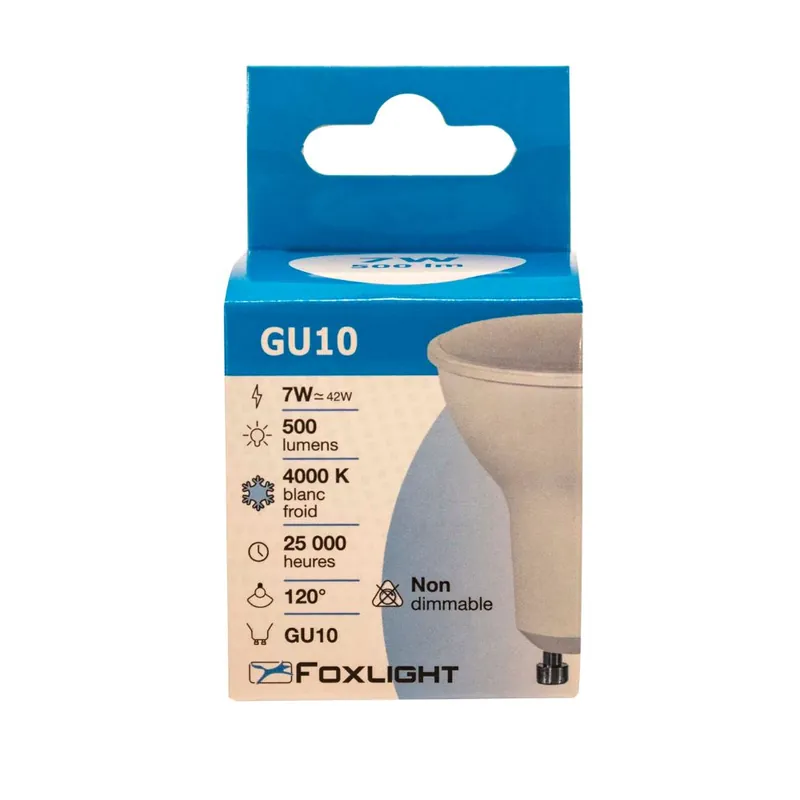 Must-Have Ampoule LED spot GU10 7 W = 500 lumens blanc neutre FOX LIGHT