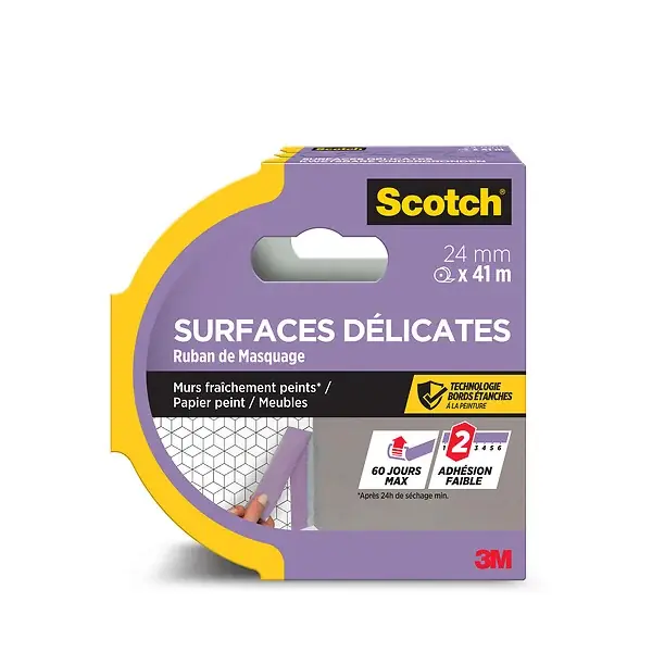 Ruban de masquage - surfaces délicates - Violet - 24mm x 41m SCOTCH Vente Directe