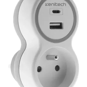 Nouvelle Collection Prise 16A avec 2 ports USB - Blanc Gris ZENITECH