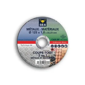 Disque à tronçonner coupe-tout métaux et matériaux diamètre 125 mm SEA Commander Maintenant
